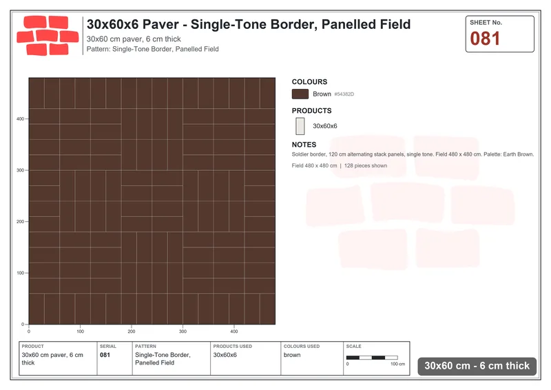 Interlock (Pasco) 30x60 cm · RC36-81 · Single-Tone Border, Panelled Field · Laying plan Interlock (Pasco) 30x60 cm · RC36-81 · Single-Tone Border, Panelled Field · Laying plan