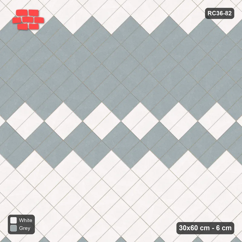 Interlock (Pasco) 30x60 cm · RC36-82 · Diagonal Stack Bond, Graded Wide Bands · Top view