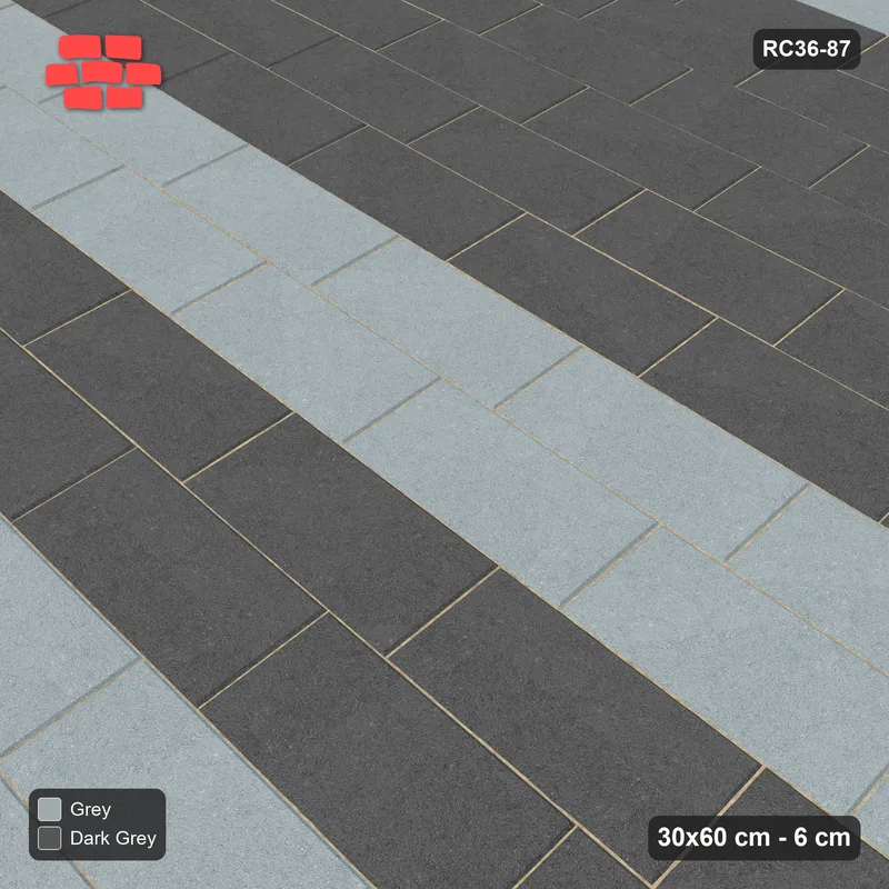 Interlock (Pasco) 30x60 cm · RC36-87 · Running Bond 1/4, Graded Wide Bands · Side view