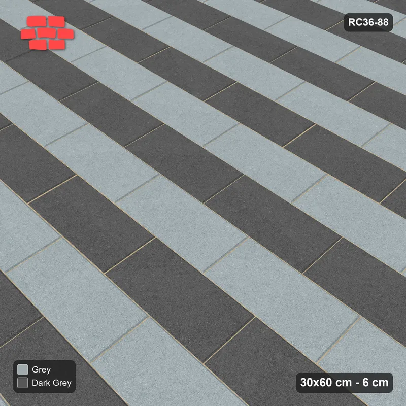 Interlock (Pasco) 30x60 cm · RC36-88 · Running Bond 1/2, Alternating Courses · Side view