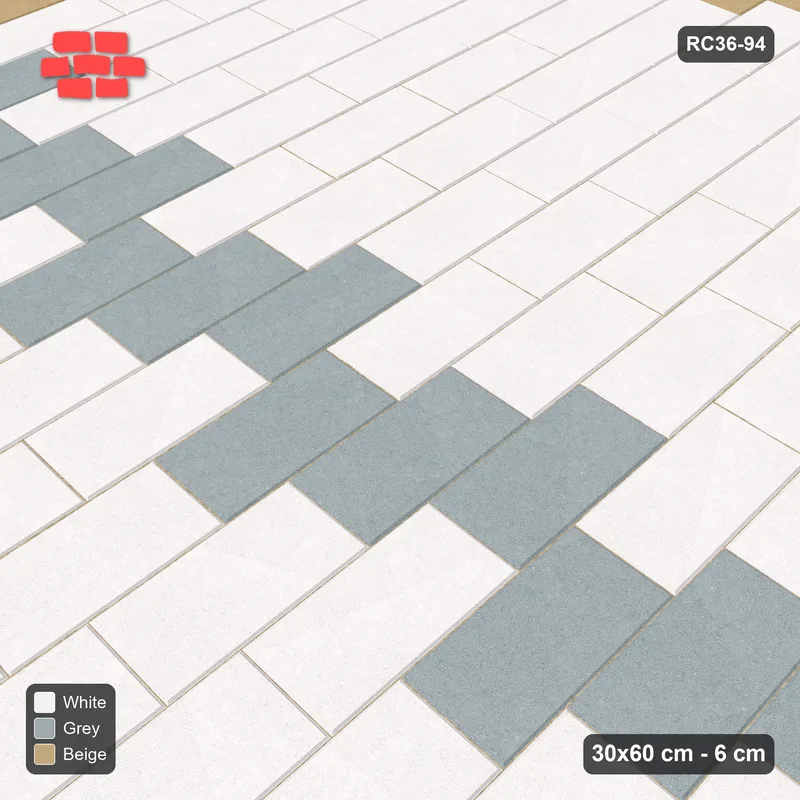 Interlock (Pasco) 30x60 cm · RC36-94 · Vertical Running Bond 1/3, Feature Band and Edge · Side view