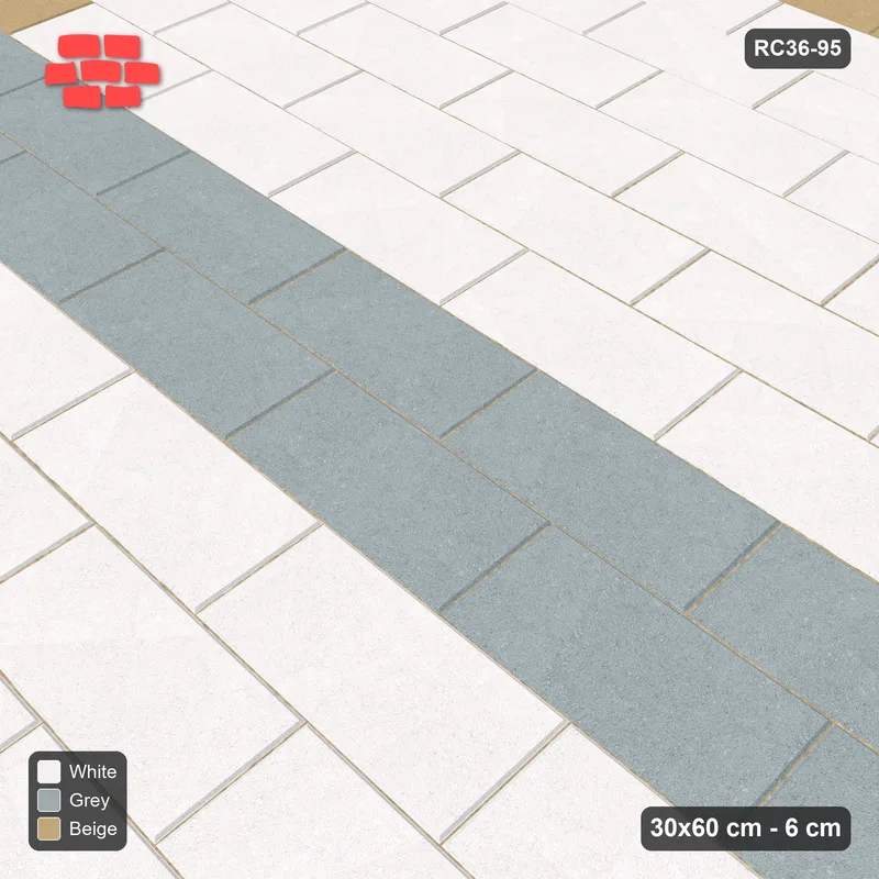Interlock (Pasco) 30x60 cm · RC36-95 · Running Bond 1/2, Feature Band and Edge · Side view