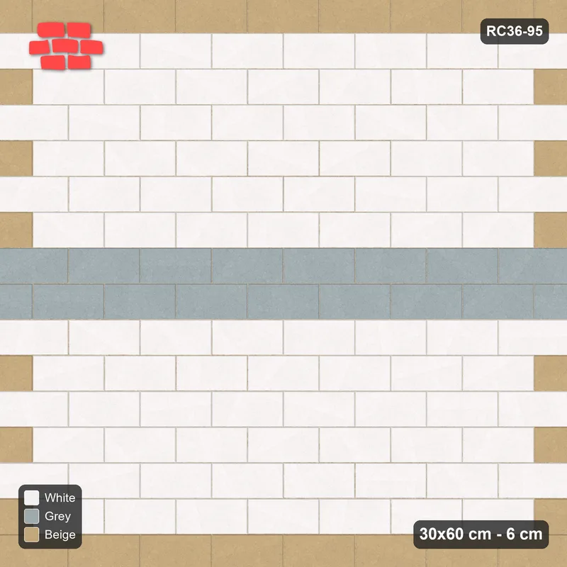 Interlock (Pasco) 30x60 cm · RC36-95 · Running Bond 1/2, Feature Band and Edge · Top view