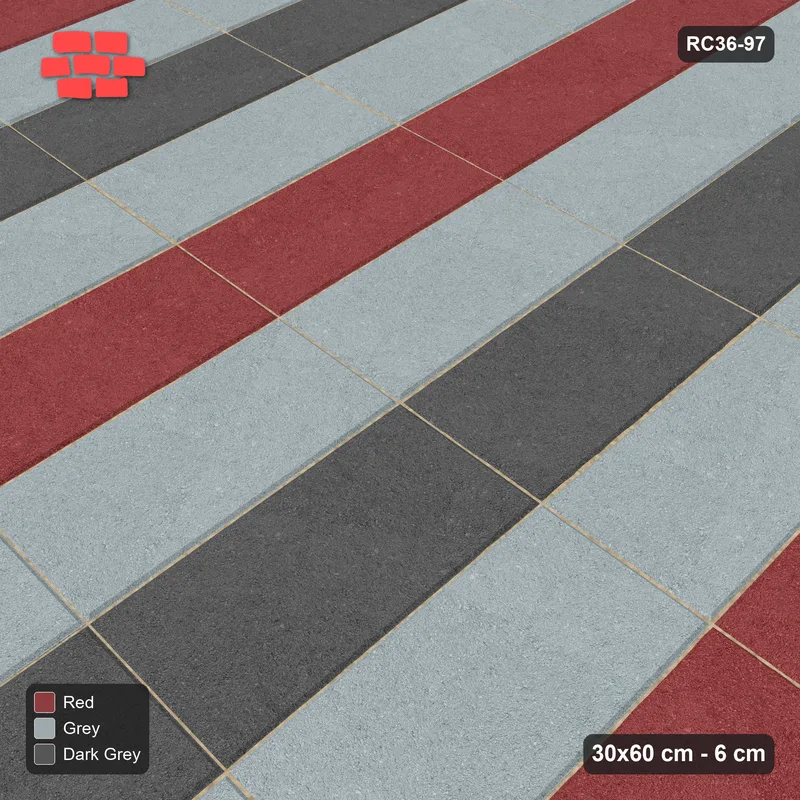 Interlock (Pasco) 30x60 cm · RC36-97 · Vertical Stack Bond, Three-Tone Columns in 30F Kerb Frame · Side view