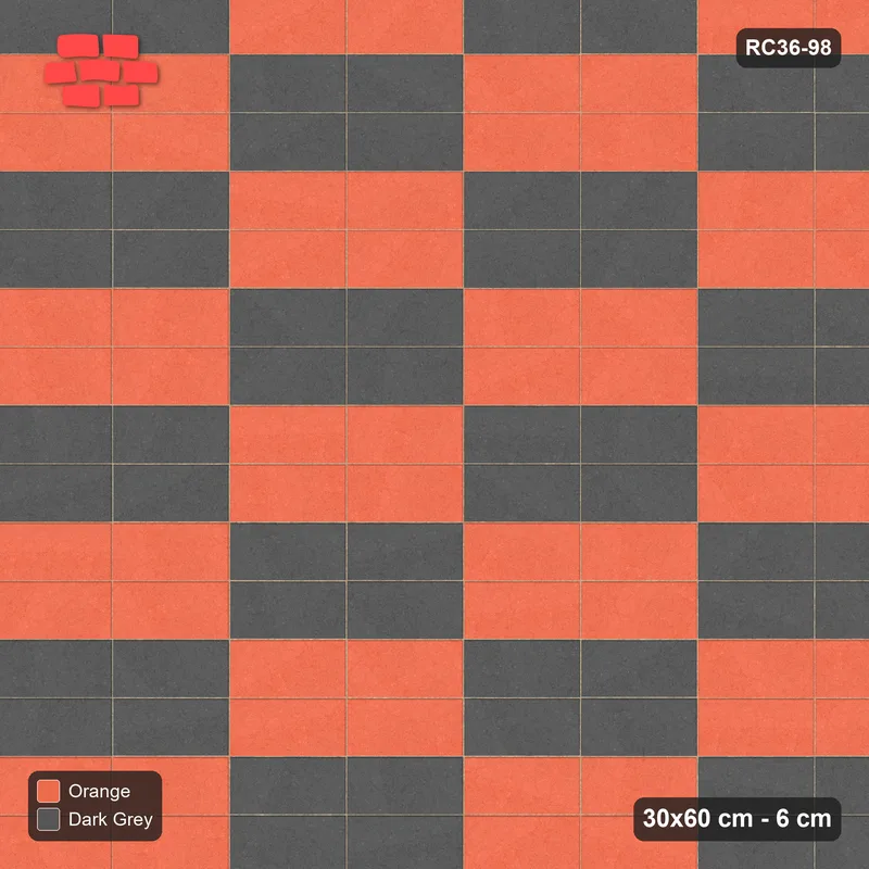 Interlock (Pasco) 30x60 cm · RC36-98 · Stack Bond, Checker Blocks 2x2 · Top view