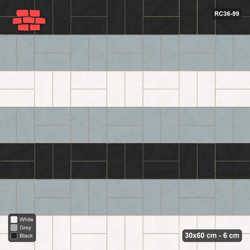 Interlock (Pasco) 30x60 cm · RC36-99 · Basketweave, Three-Tone Courses · Top view