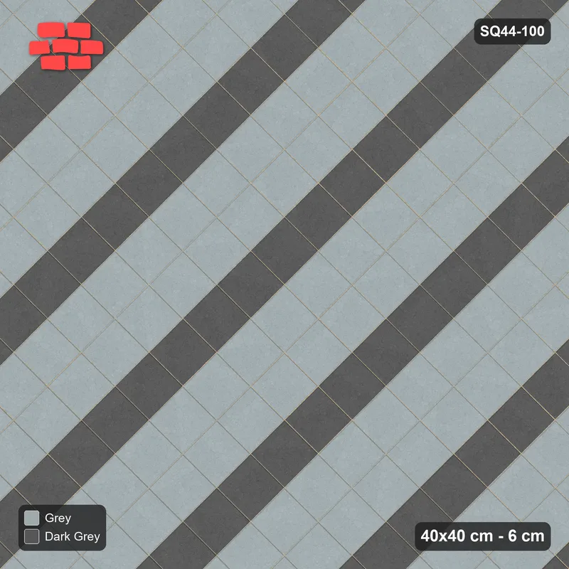 Interlock (Pasco) 40x40 cm · SQ44-100 · Diagonal Course Stripes · Top view Interlock (Pasco) 40x40 cm · SQ44-100 · Diagonal Course Stripes · Top view