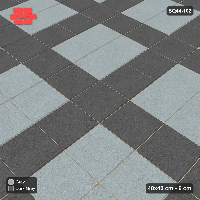 Interlock (Pasco) 40x40 cm · SQ44-102 · Plaza Grid Every 3 Courses · Side view Interlock (Pasco) 40x40 cm · SQ44-102 · Plaza Grid Every 3 Courses · Side view