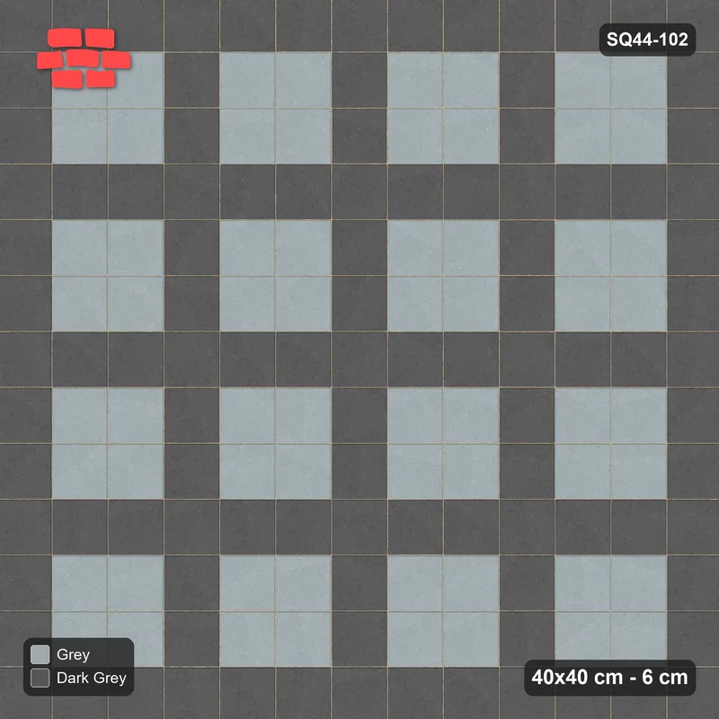 Interlock (Pasco) 40x40 cm · SQ44-102 · Plaza Grid Every 3 Courses · Top view Interlock (Pasco) 40x40 cm · SQ44-102 · Plaza Grid Every 3 Courses · Top view