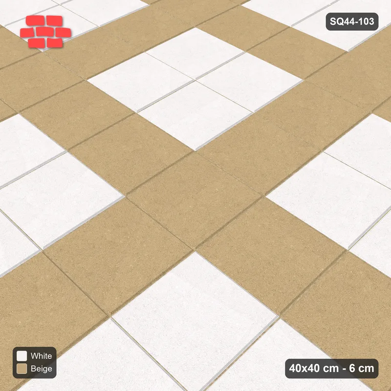 Interlock (Pasco) 40x40 cm · SQ44-103 · Plaza Grid Every 3 Courses · Side view Interlock (Pasco) 40x40 cm · SQ44-103 · Plaza Grid Every 3 Courses · Side view