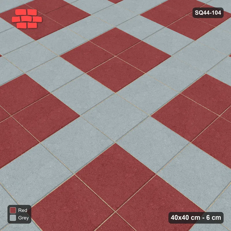 Interlock (Pasco) 40x40 cm · SQ44-104 · Plaza Grid Every 3 Courses · Side view Interlock (Pasco) 40x40 cm · SQ44-104 · Plaza Grid Every 3 Courses · Side view