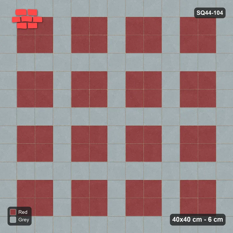 Interlock (Pasco) 40x40 cm · SQ44-104 · Plaza Grid Every 3 Courses · Top view Interlock (Pasco) 40x40 cm · SQ44-104 · Plaza Grid Every 3 Courses · Top view