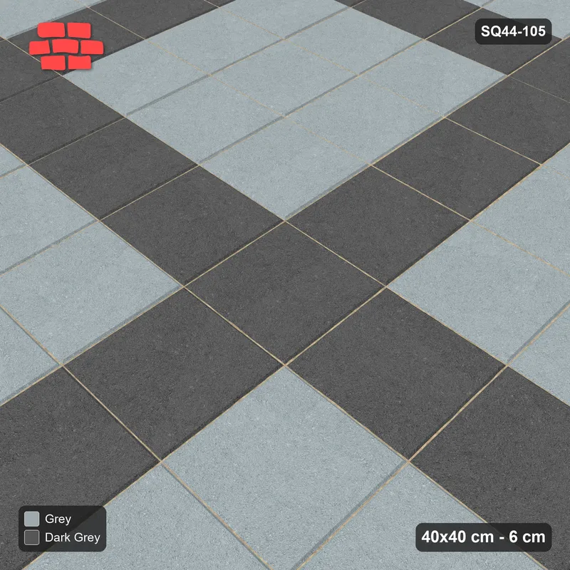 Interlock (Pasco) 40x40 cm · SQ44-105 · Plaza Grid Every 4 Courses · Side view Interlock (Pasco) 40x40 cm · SQ44-105 · Plaza Grid Every 4 Courses · Side view