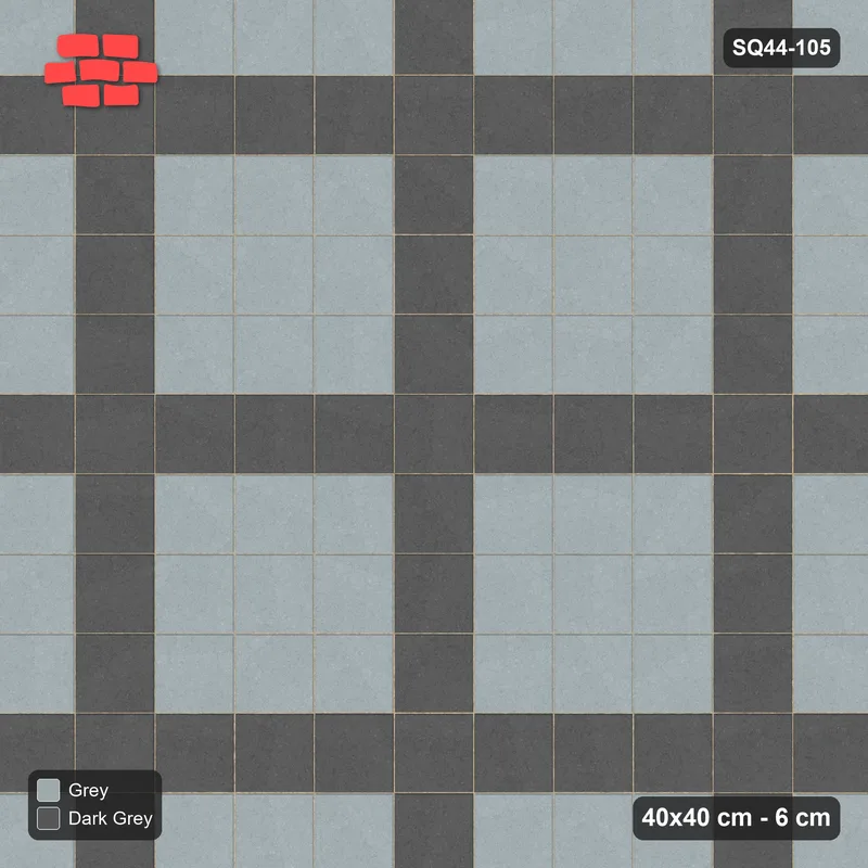 Interlock (Pasco) 40x40 cm · SQ44-105 · Plaza Grid Every 4 Courses · Top view Interlock (Pasco) 40x40 cm · SQ44-105 · Plaza Grid Every 4 Courses · Top view