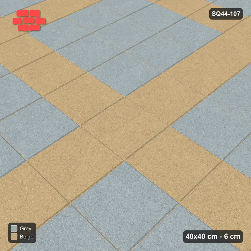 Interlock (Pasco) 40x40 cm · SQ44-107 · Plaza Grid Every 4 Courses · Side view Interlock (Pasco) 40x40 cm · SQ44-107 · Plaza Grid Every 4 Courses · Side view