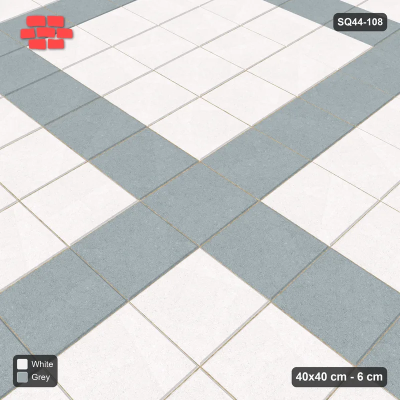 Interlock (Pasco) 40x40 cm · SQ44-108 · Plaza Grid Every 5 Courses · Side view Interlock (Pasco) 40x40 cm · SQ44-108 · Plaza Grid Every 5 Courses · Side view