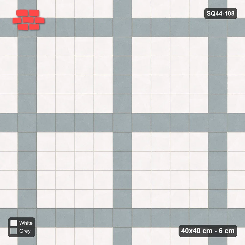 Interlock (Pasco) 40x40 cm · SQ44-108 · Plaza Grid Every 5 Courses · Top view Interlock (Pasco) 40x40 cm · SQ44-108 · Plaza Grid Every 5 Courses · Top view