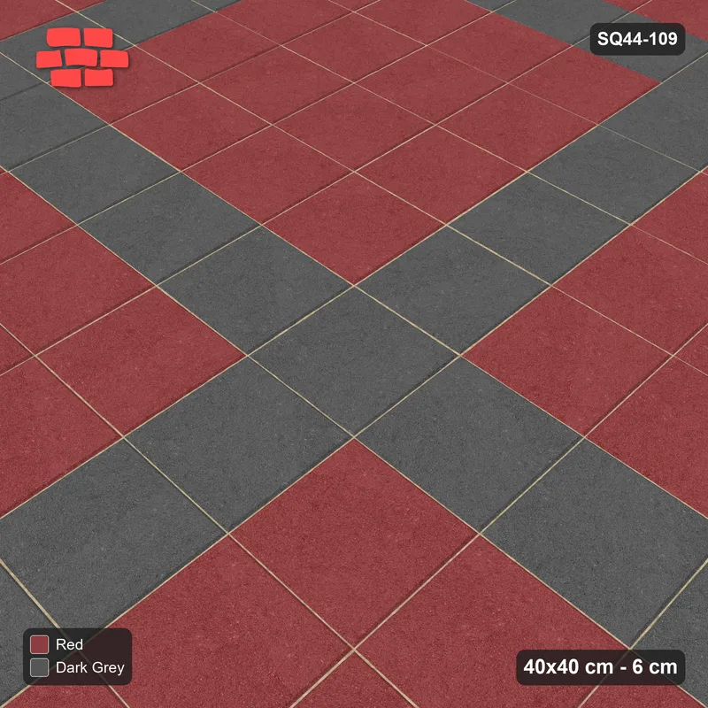 Interlock (Pasco) 40x40 cm · SQ44-109 · Plaza Grid Every 5 Courses · Side view Interlock (Pasco) 40x40 cm · SQ44-109 · Plaza Grid Every 5 Courses · Side view