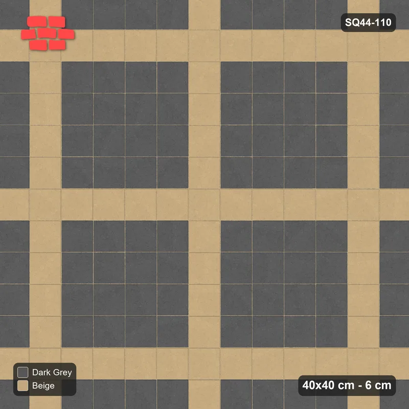 Interlock (Pasco) 40x40 cm · SQ44-110 · Plaza Grid Every 5 Courses · Top view Interlock (Pasco) 40x40 cm · SQ44-110 · Plaza Grid Every 5 Courses · Top view