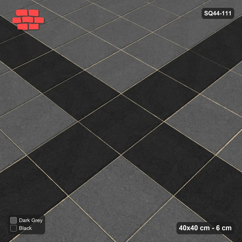 Interlock (Pasco) 40x40 cm · SQ44-111 · Plaza Grid Every 6 Courses · Side view Interlock (Pasco) 40x40 cm · SQ44-111 · Plaza Grid Every 6 Courses · Side view