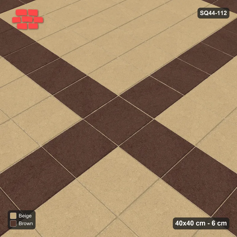 Interlock (Pasco) 40x40 cm · SQ44-112 · Plaza Grid Every 6 Courses · Side view Interlock (Pasco) 40x40 cm · SQ44-112 · Plaza Grid Every 6 Courses · Side view