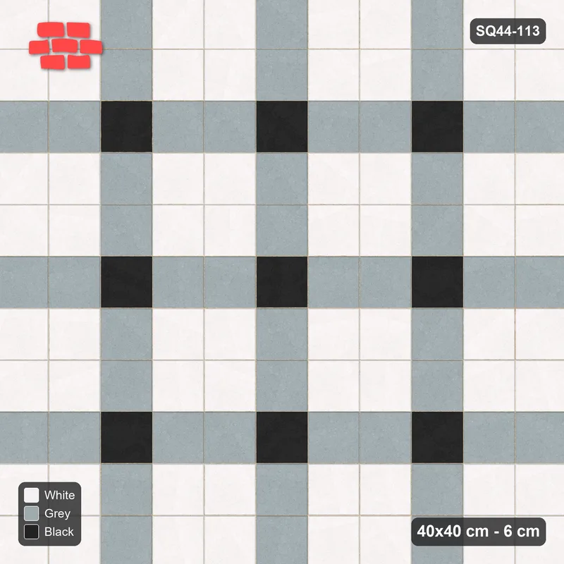 Interlock (Pasco) 40x40 cm · SQ44-113 · Plaza Grid with Corner Accents Every 3 · Top view Interlock (Pasco) 40x40 cm · SQ44-113 · Plaza Grid with Corner Accents Every 3 · Top view