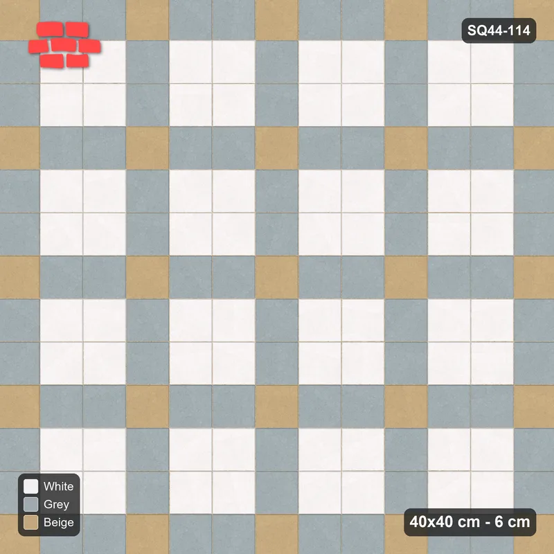 Interlock (Pasco) 40x40 cm · SQ44-114 · Plaza Grid with Corner Accents Every 3 · Top view Interlock (Pasco) 40x40 cm · SQ44-114 · Plaza Grid with Corner Accents Every 3 · Top view