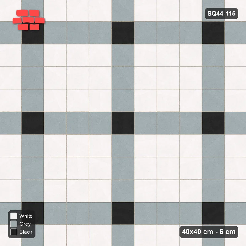 Interlock (Pasco) 40x40 cm · SQ44-115 · Plaza Grid with Corner Accents Every 4 · Top view Interlock (Pasco) 40x40 cm · SQ44-115 · Plaza Grid with Corner Accents Every 4 · Top view