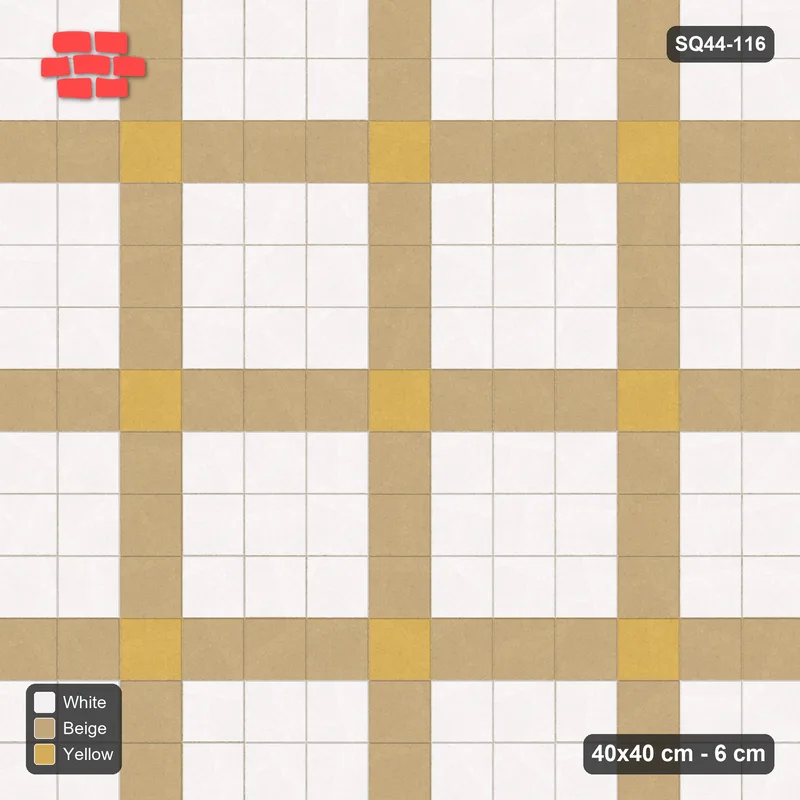 Interlock (Pasco) 40x40 cm · SQ44-116 · Plaza Grid with Corner Accents Every 4 · Top view Interlock (Pasco) 40x40 cm · SQ44-116 · Plaza Grid with Corner Accents Every 4 · Top view