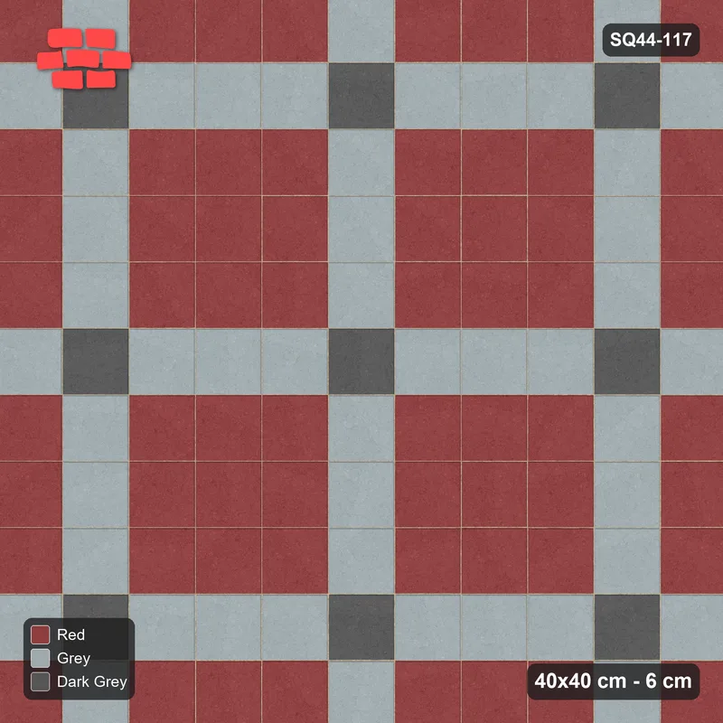 Interlock (Pasco) 40x40 cm · SQ44-117 · Plaza Grid with Corner Accents Every 4 · Top view Interlock (Pasco) 40x40 cm · SQ44-117 · Plaza Grid with Corner Accents Every 4 · Top view