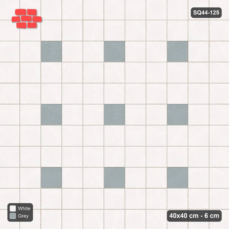 Interlock (Pasco) 40x40 cm · SQ44-125 · Accent Squares Every 3 Units · Top view Interlock (Pasco) 40x40 cm · SQ44-125 · Accent Squares Every 3 Units · Top view