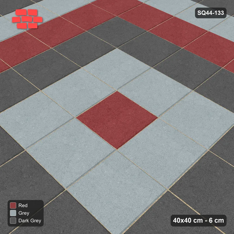 Interlock (Pasco) 40x40 cm · SQ44-133 · Three-Tone Square Rings · Side view Interlock (Pasco) 40x40 cm · SQ44-133 · Three-Tone Square Rings · Side view