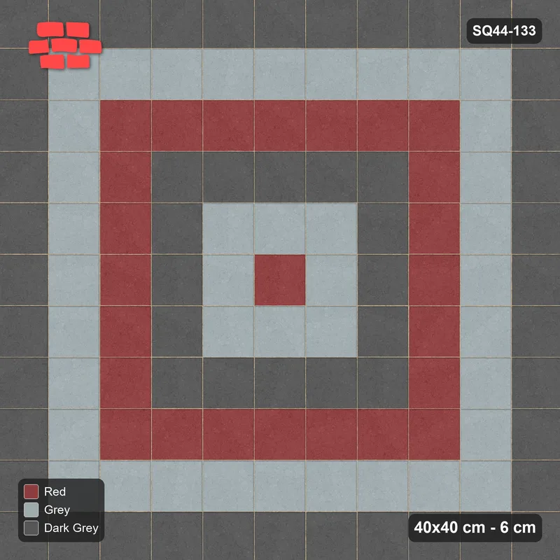 Interlock (Pasco) 40x40 cm · SQ44-133 · Three-Tone Square Rings · Top view Interlock (Pasco) 40x40 cm · SQ44-133 · Three-Tone Square Rings · Top view
