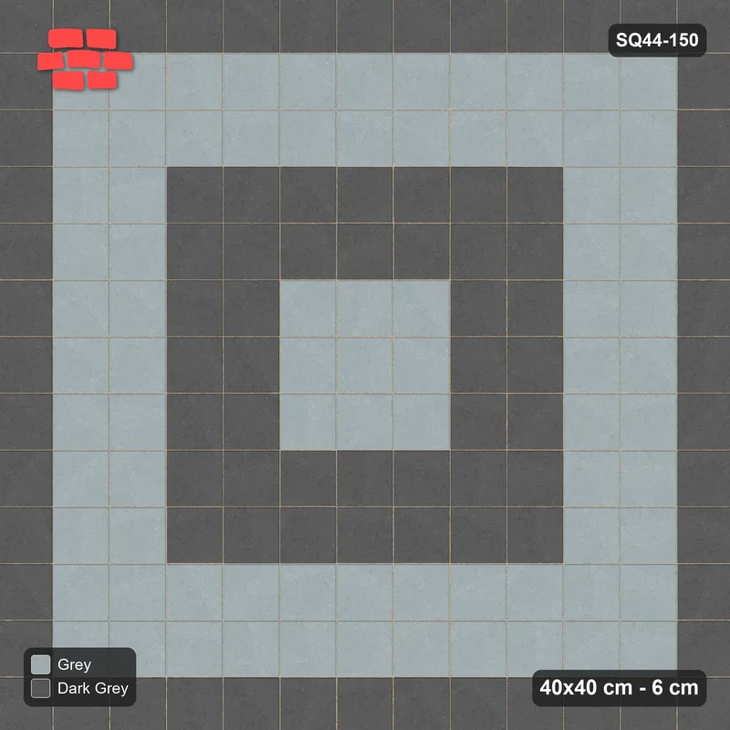 Interlock (Pasco) 40x40 cm · SQ44-150 · Concentric Square Rings · Top view Interlock (Pasco) 40x40 cm · SQ44-150 · Concentric Square Rings · Top view