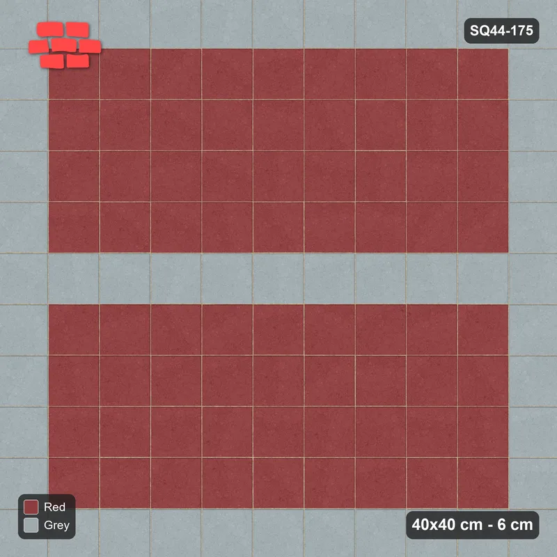Interlock (Pasco) 40x40 cm · SQ44-175 · Single Course Border with Centre Band Field · Top view Interlock (Pasco) 40x40 cm · SQ44-175 · Single Course Border with Centre Band Field · Top view