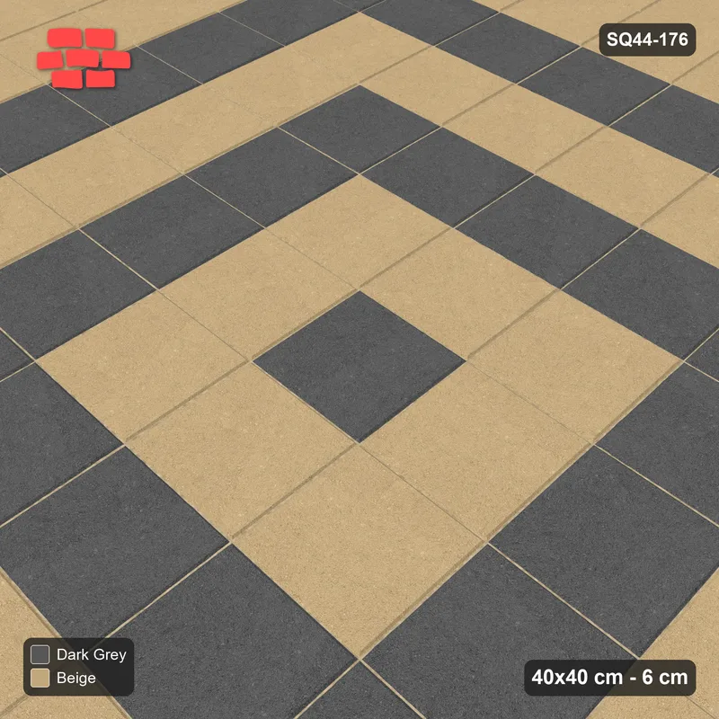 Interlock (Pasco) 40x40 cm · SQ44-176 · Single Course Border with Rings Field · Side view Interlock (Pasco) 40x40 cm · SQ44-176 · Single Course Border with Rings Field · Side view