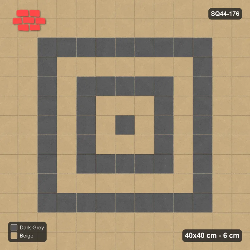 Interlock (Pasco) 40x40 cm · SQ44-176 · Single Course Border with Rings Field · Top view Interlock (Pasco) 40x40 cm · SQ44-176 · Single Course Border with Rings Field · Top view