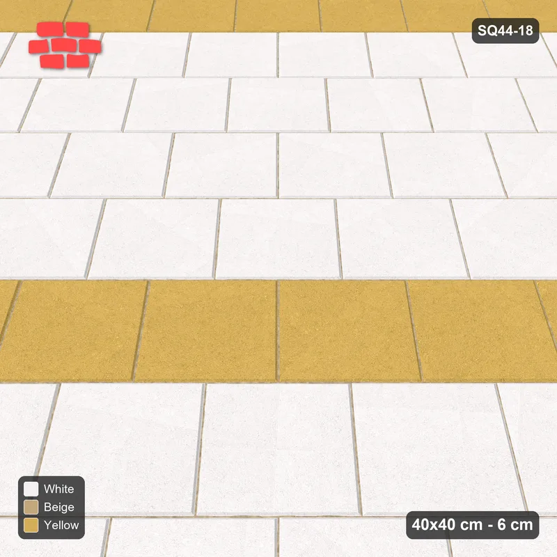 Interlock (Pasco) 40x40 cm · SQ44-18 · Diagonal Running in Kerb Frame · Side view Interlock (Pasco) 40x40 cm · SQ44-18 · Diagonal Running in Kerb Frame · Side view