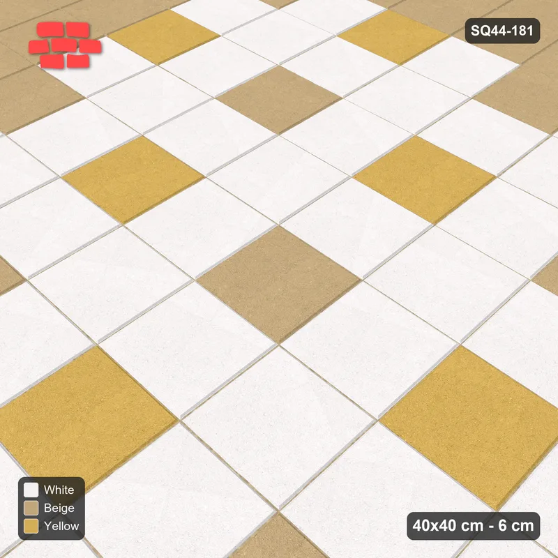 Interlock (Pasco) 40x40 cm · SQ44-181 · Double Course Border with Two-Tone Accent Squares · Side view Interlock (Pasco) 40x40 cm · SQ44-181 · Double Course Border with Two-Tone Accent Squares · Side view