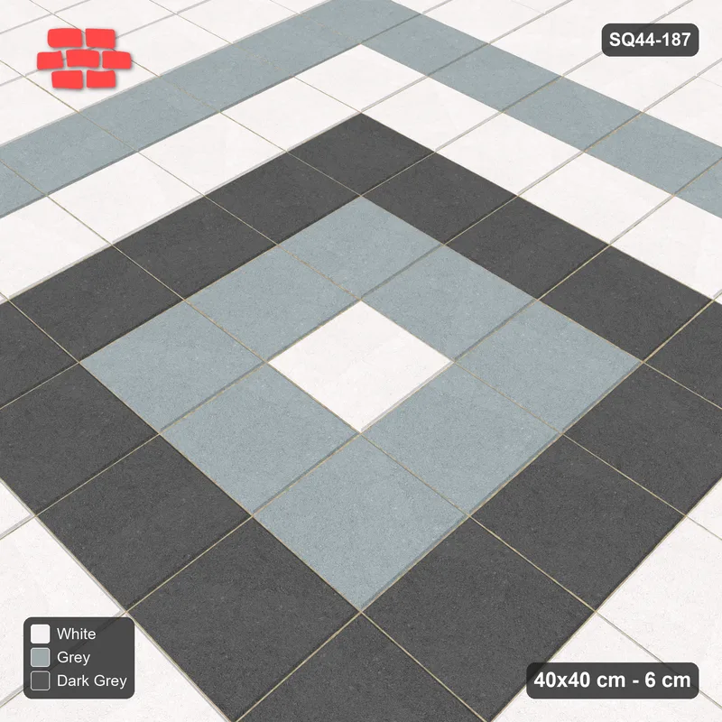 Interlock (Pasco) 40x40 cm · SQ44-187 · Triple Course Border with Rings Field · Side view Interlock (Pasco) 40x40 cm · SQ44-187 · Triple Course Border with Rings Field · Side view
