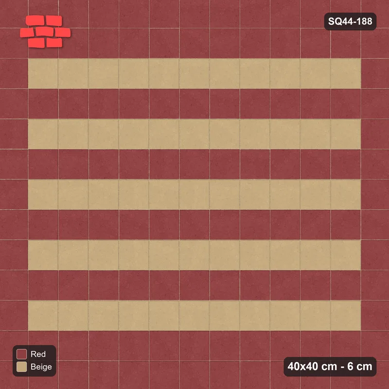 Interlock (Pasco) 40x40 cm · SQ44-188 · Single Course Border with Course Stripes Field · Top view Interlock (Pasco) 40x40 cm · SQ44-188 · Single Course Border with Course Stripes Field · Top view