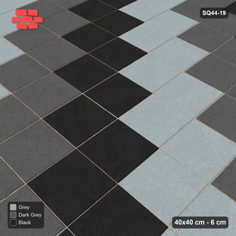 Interlock (Pasco) 40x40 cm · SQ44-19 · Diagonal Tonal Bands · Side view Interlock (Pasco) 40x40 cm · SQ44-19 · Diagonal Tonal Bands · Side view