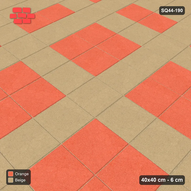 Interlock (Pasco) 40x40 cm · SQ44-190 · Double Course Border with Plaza Grid Field · Side view Interlock (Pasco) 40x40 cm · SQ44-190 · Double Course Border with Plaza Grid Field · Side view