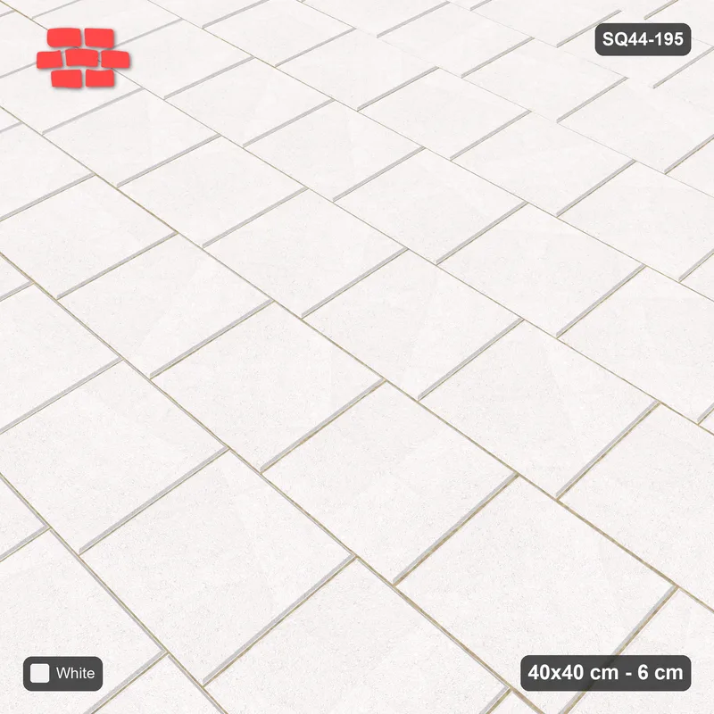 Interlock (Pasco) 40x40 cm · SQ44-195 · Running Bond, Quarter Offset · Side view Interlock (Pasco) 40x40 cm · SQ44-195 · Running Bond, Quarter Offset · Side view