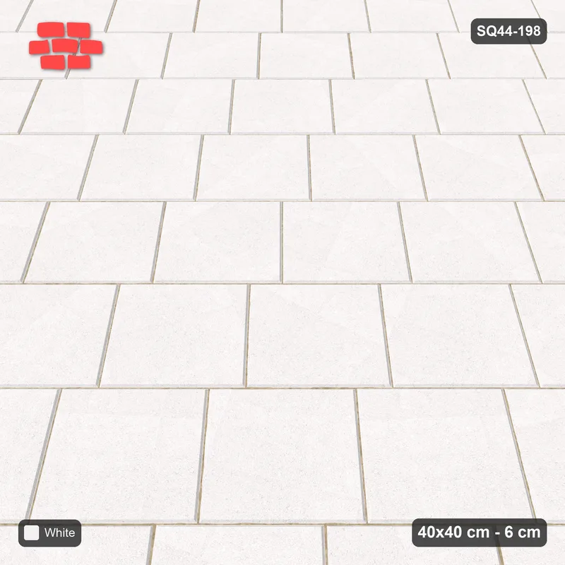 Interlock (Pasco) 40x40 cm · SQ44-198 · Diagonal Running Bond, Quarter Offset · Side view Interlock (Pasco) 40x40 cm · SQ44-198 · Diagonal Running Bond, Quarter Offset · Side view