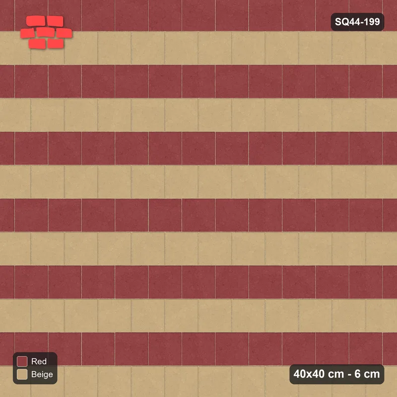 Interlock (Pasco) 40x40 cm · SQ44-199 · Running Bond Alternate Courses · Top view Interlock (Pasco) 40x40 cm · SQ44-199 · Running Bond Alternate Courses · Top view