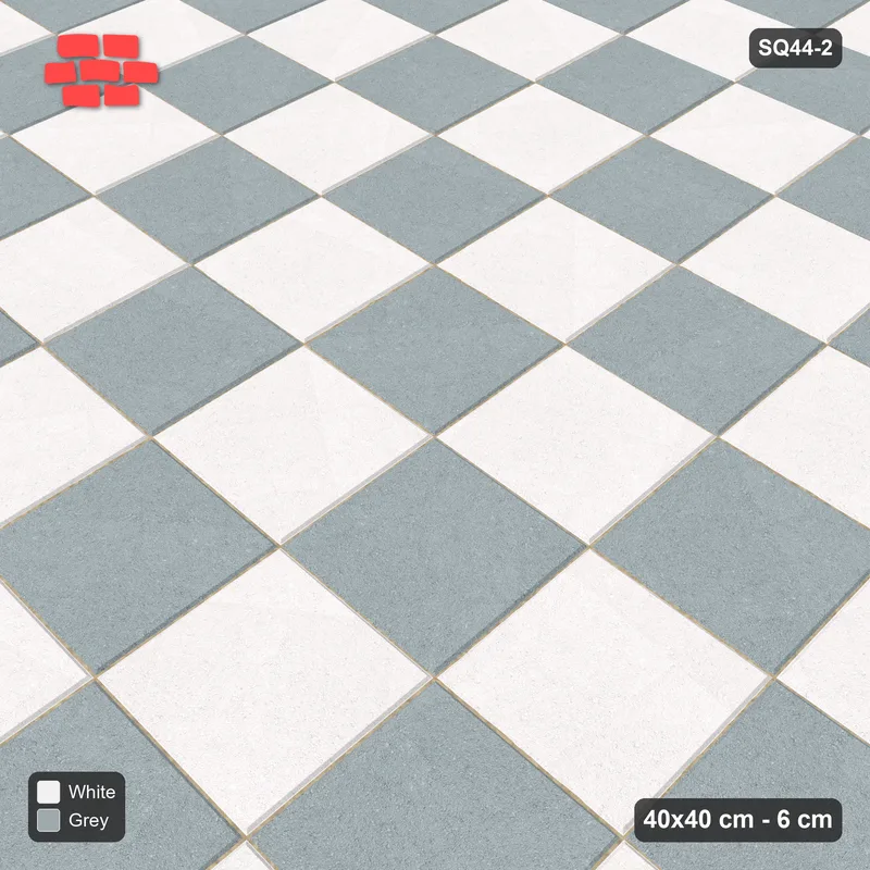 Interlock (Pasco) 40x40 cm · SQ44-2 · Stack Bond Checkerboard · Side view Interlock (Pasco) 40x40 cm · SQ44-2 · Stack Bond Checkerboard · Side view
