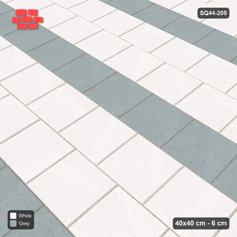 Interlock (Pasco) 40x40 cm · SQ44-205 · Running Bond Every Third Course · Side view Interlock (Pasco) 40x40 cm · SQ44-205 · Running Bond Every Third Course · Side view