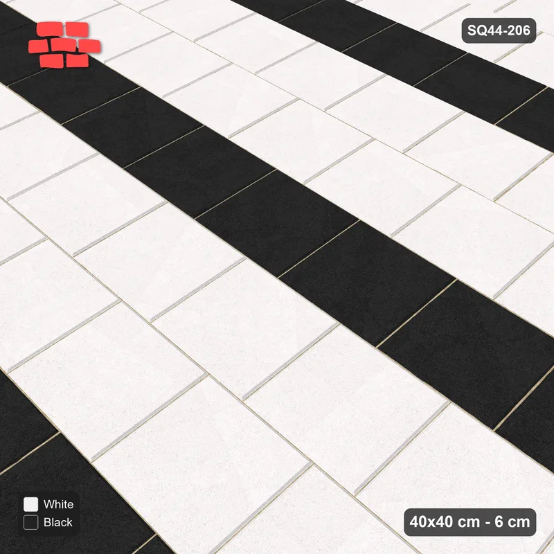 Interlock (Pasco) 40x40 cm · SQ44-206 · Running Bond Every Third Course · Side view Interlock (Pasco) 40x40 cm · SQ44-206 · Running Bond Every Third Course · Side view