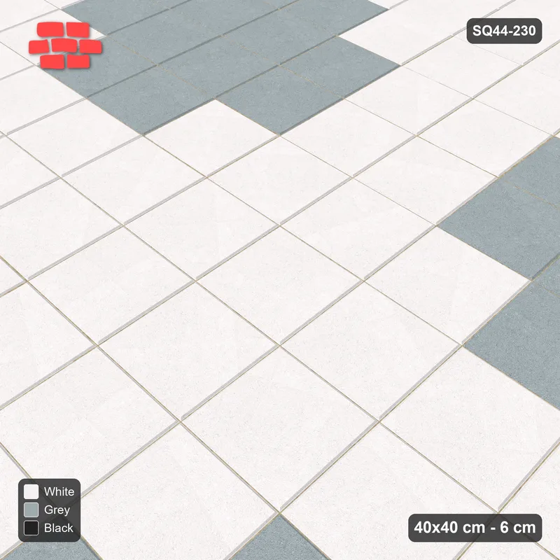 Interlock (Pasco) 40x40 cm · SQ44-230 · Stepped Diamond Field · Side view Interlock (Pasco) 40x40 cm · SQ44-230 · Stepped Diamond Field · Side view